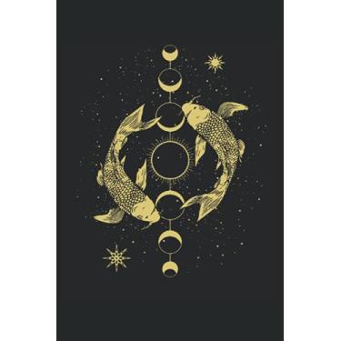 Imagem de Koi Carp Moon Phase Astrology Ying Yang Anti Stress Japan Fish Garden Pond: NOTEBOOK - Funny Japan Souvenier Fish Koi Gift, Gift Idea - A5 (6x9) - 120 ... Book, Sketch, Planner, Birthday, Funny, Sweet