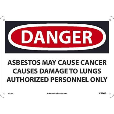 Imagem de NMC D22AB National Marker Danger Amianto Sinal - Pode causar câncer causa danos aos pulmões apenas pessoal autorizado, 25 cm x 35 cm, 040 ALUM