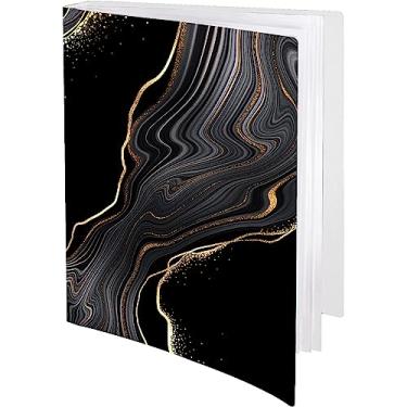 Imagem de GABraden Fichário com mangas plásticas 60 bolsos para apresentação de livros 8,5 x 11 120 páginas, pasta de portfólio com protetores de folhas de 21 x 28 cm para documentos, papéis importantes (mármore preto)