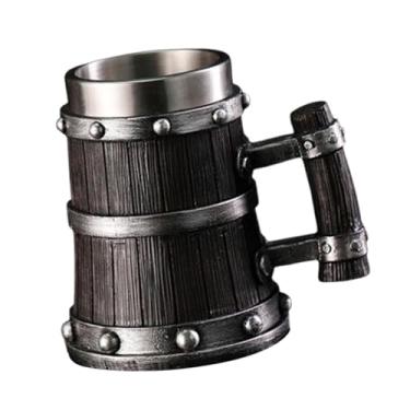 Imagem de IEUDNS Caneca de cerveja de barril de madeira caneca de café caneca para beber caneca medieval decorativa criativa estilo retrô copo de cerveja copos para, Style a