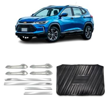 Imagem de Kit para Adaptável Para Tracker 2020 2021 2022 2023 Aplique Maçaneta 4 Portas C/2 Keyless Protetor de Porta-Malas Friso Lateral da Porta Largo.