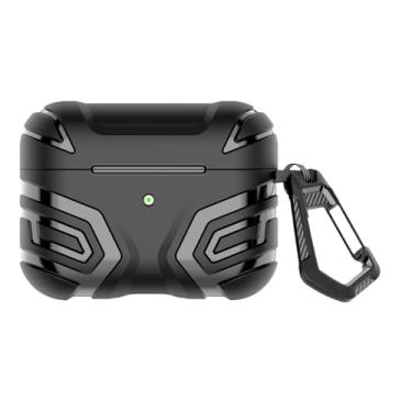 Imagem de Capa para AirPods Pro2 Generation, capa masculina legal de proteção forte, protetor de silicone TPU macio com chaveiro compatível com AirPod Pro2 Generation, capa de carregamento sem fio fina - preta