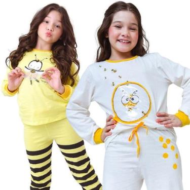 Imagem de Kit Pronto 4 Peças Pijama Macio Comprido, Longo Infantil 2 Camisas  2 