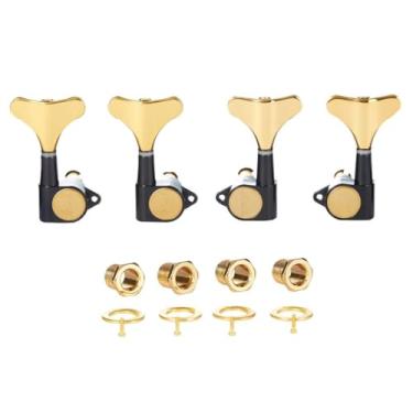 Imagem de KAISH 4 cordas 2R2L 18:1 afinadores de baixo selados para baixo afinador de guitarra para baixo Ibanez/Yamaha estilo acústico/baixo elétrico preto com ouro