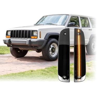 Imagem de USR 97-01 XJ SUV Luz de Marcador Lateral – Par de Lâmpadas de Estacionamento Fumadas Dianteiras (Esquerda + Direita) - Compatível com Jeep Cherokee 1997-2001 Todos os Modelos Limited, SE, Sport (Lente