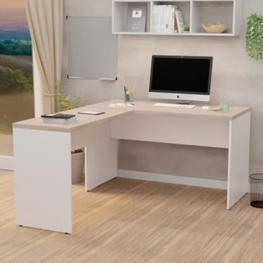 Imagem de Mesa De Escritório Em L 1.20x1.50 Netmobil Tampo 30mm (Dubai/Branco)