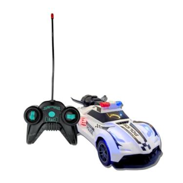 Imagem de Carrinho De Polícia Solta Fumaça Com Controle Remoto Brinquedo Com Luz (BRANCO)