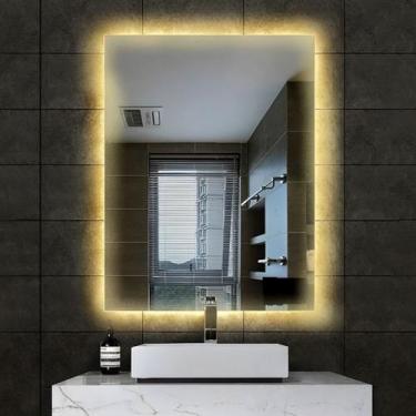 Imagem de Espelho para banheiro com LED traseiro 4mm lapidado 80x60 AGC premium 