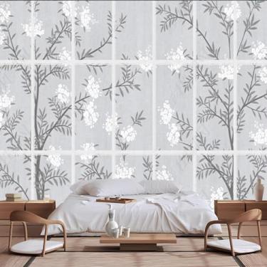 Imagem de Lcythiazole Murais de papel de parede florais de tamanho personalizado, murais de papel de parede floral vintage 3D, papel de parede autoadesivo removível para remover e colar, no quarto ou na sala de