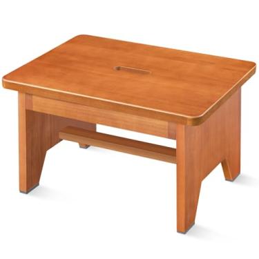 Imagem de HouseJoy Banquinho De Madeira Para Adultos, Banquinho De Um Degrau De 9,1'' De Altura Para Cama Alta/Elevador De Cozinha, Banquinho De 550 Libras Ao Lado Para Crianças Idosas - Pufe Resistente/Duráv