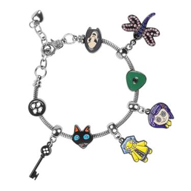 Imagem de woxafo Pulseira Coraline Coraline Berloque Acessórios para Mulheres e Homens, Joias Coraline para Fantasia de Halloween Cosplay Adereços de Filme, Normal, Aço inoxidável, Coraline desenho animado