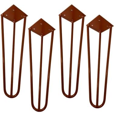 Imagem de Kit 04 Pés de Ferro Aço Hairpin Legs 30 cm Bronze A01 Sofá Móveis Mesa