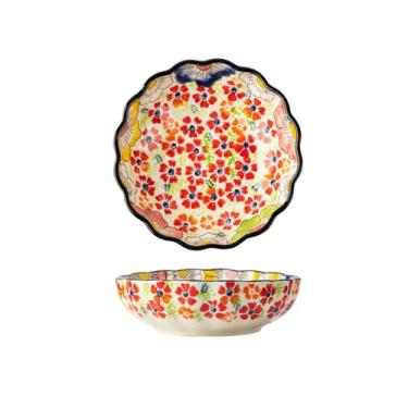 Imagem de Prato de osso de cerâmica pintado à mão criativo e personalizado, prato pequeno retrô doméstico lanche prato de molho de frutas - Manhua Yanhong prato de pétalas de 15 cm