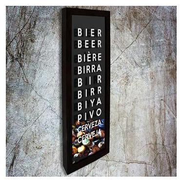 Imagem de Quadro Porta Tampinhas Slim Cerveja no mundo - Quadro Novo, Preto, 26 
