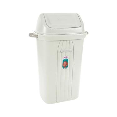 Imagem de Lixeira Basculante Grande 105 Litros Plástica Para Cozinha Área Externa Bege - 285 Sanremo