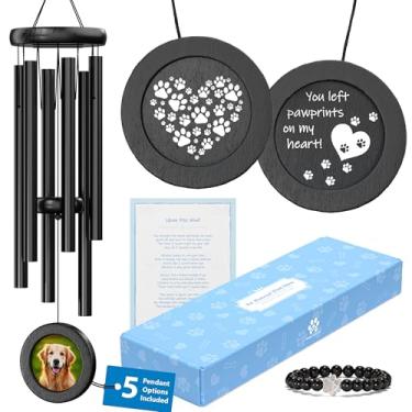 Imagem de PAWCEPTIVE Sino de vento memorial de cachorro 71 cm com 5 designs de pingente e ebook confortável para perda de animal de estimação - Presentes memorial para animais de estimação - Presente de perda