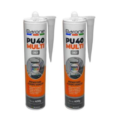 Imagem de Kit 2 Silicone PU40 Cinza Adesivo Cola Vedação Barone 400g Multiuso
