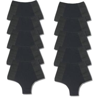 Imagem de Kit 10 Calcinhas Cinta Modeladora Compressão Abdominal Viére, GG, Pret