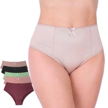 Imagem de Kit 10 Calcinhas Plus Size Cintura Alta Senhora Lateral Larga Conforto
