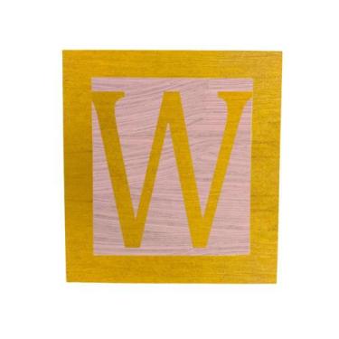 Imagem de Cubo Rosa Letra Amarela com Aplique Festa Chá de Bebê Decoração 8x8x8 