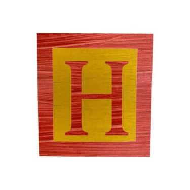 Imagem de Cubo Amarelo Letra Vermelho com Aplique Festa Chá de Bebê Decoração 8x