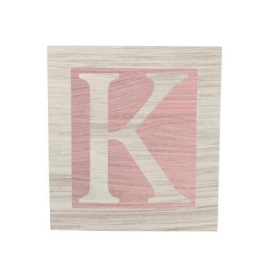 Imagem de Cubo Rosa Letra Branca com Aplique Festa Chá de Bebê Decoração 8x8x8 C