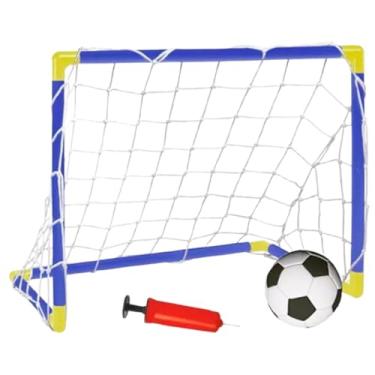Imagem de Kit Futebol Infantil com Trave 44cm, Bola e Bomba de Ar, Azul e Amarelo