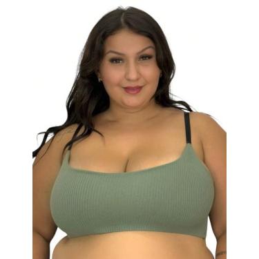 Imagem de Sutiã Plus Size Tecido Canelado Top Grande Felícia - Naka Modas, Verde