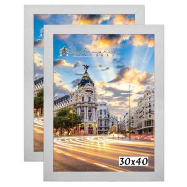 Imagem de Kit 2 Porta Retrato Molduras 30x40 Branco - Santamaria Molduras