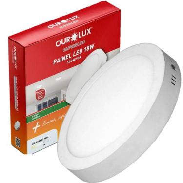 Imagem de Kit 4 Plafon Sobrepor Redondo Led 18w Branco Frio 6500k - Ourolux