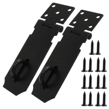 Imagem de Verkelly Pacote com 2 fechaduras de porta de 10 cm, trava de ferrolho de porta de aço inoxidável, fecho de segurança com parafusos (preto)