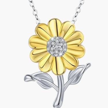 Imagem de Colar de girassol para mulheres, presentes de girassol, presentes de dia das mães, presentes de aniversário de aniversário, presentes de Natal, presentes de colar You Are My Sunshine, para esposa,