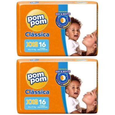 Imagem de KIT 2 Fraldas Pom Pom Clássica Jumbo Todos os Tamanhos, XXG - 16 UND