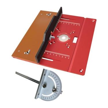 Imagem de Gralara Inserção de tabela de roteador placa de alumínio portátil 9.4x9.6x1.6inch Ferramenta de madeira versátil para carpinteiros resistentes, com Medidor de Esquadria