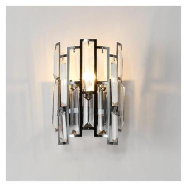 Imagem de Arandela, Moderna Luxo Cristal Ouro Preto LED Lâmpada de Parede Luz Compatível com Banheiro Sala de Estar Quarto Corredor, Lustres, Preto-Rojo