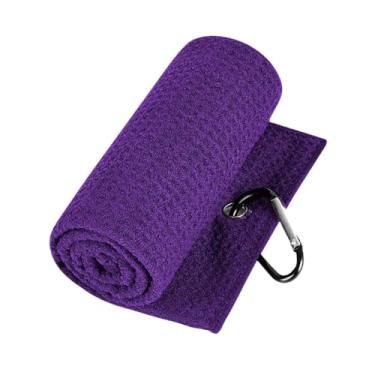 Imagem de YIJU Toalha de golfe Toalha de golfe Bom absorvente Waffle Pattern Golf Ball Cleaner Toot, Roxo