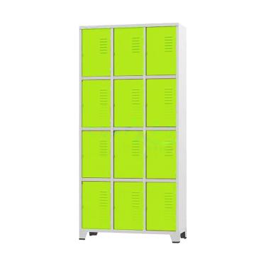 Imagem de Armário Roupeiro De Aço Para Vestiário 12 Portas Locker Verde com Chave