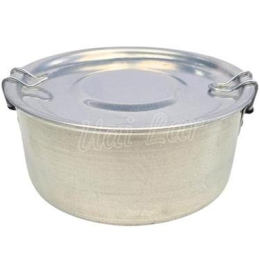 Imagem de Marmita pequena 12 cm marmitinha com travas e tampa alumínio polido mu