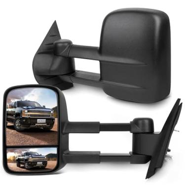 Imagem de SCITOO Espelhos de reboque para Chevy para GMC Acessórios Externos Espelhos 2008-2013 para Silverado para Sierra 1500 2500HD 3500 (Ajuste 07 de Carroçaria) Vidro convexo Controle Manual Telescópico Dobrável