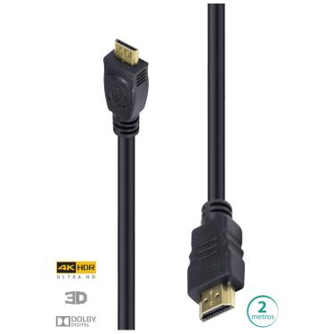 Imagem de Cabo HDMI 2.0 para Mini HDMI 4K ULTRA HD 3D Conexao ETHERNET 2M - H20MM-2