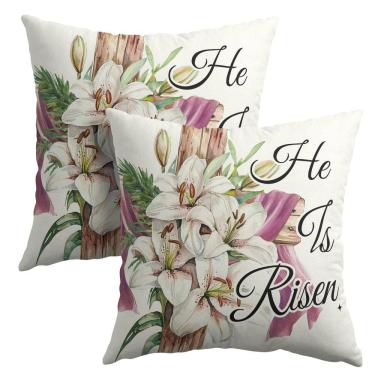 Imagem de Capas de almofada Granbey Easter He is Risen 60x60cm Conjunto de 2