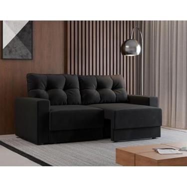 Imagem de Sofá 3 Lugares Retrátil Lubeck Suede Preto 140 cm