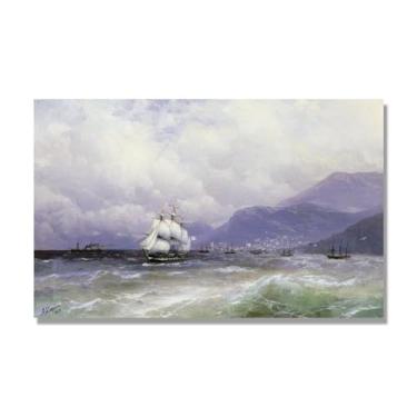 Imagem de Impressões em tela famosas. "Coast 30.5 cm de Ivan Aivazovsky, reproduções de arte clássicas, arte em tela de paisagem para decorações de quarto e escritório doméstico. 40 x 65 cm-15,7 x 25,6 pol sem