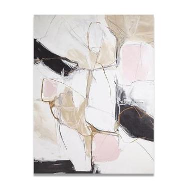 Imagem de Pintura de parede em tela abstrata branca e preta impressão em tela pôster imagem colorida moderna arte abstrata decoração de parede corredor escadas decorações de quarto 110 x 80 cm