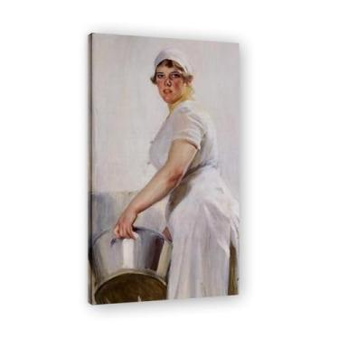 Imagem de LKXGRRSFG Impressões em tela A Kitchen Maid Anders Zorn - Arte de obra-prima sueca, decoração de parede serenidade de verão e coleção de galeria doméstica 20 x 36 cm