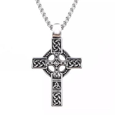 Imagem de EDMIRIA Colar de crucifixo de Jesus de aço inoxidável com cruz de São Bento, pingente de cruz religiosa INRI para homens e mulheres (Design 7), 20 Inches, Aço inoxidável, Sem Pedra Preciosa