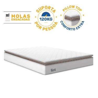 Imagem de Colchão de Molas Ensacadas Pillow Top Neve Casal 138cm
