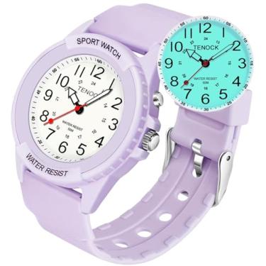 Imagem de TENOCK Relógio de enfermeira impermeável para profissionais médicos, estudantes, mulheres, homens, luz noturna, horário militar 12/24 horas, mostrador fácil de ler, relógio de segunda mão para