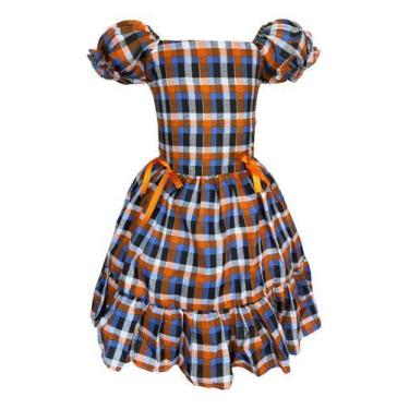 Imagem de Vestido Junina Infantil Quadrilha Xadrez Arraia São João - Pequenos En