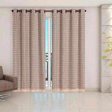 Imagem de Cortina Blackout Pvc com Voil Tecido Xadrez 2,8 M X 2,3 M em 4 Opções 